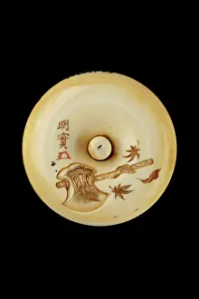 Malachite: Manju netsuke - Kintaro wrestling with a snake