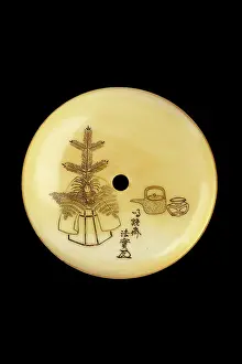 Pigment: Manju netsuke - manzai dancers at New Year
