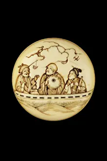 1118: Manju netsuke - Saigyo Hoshi in a ferry