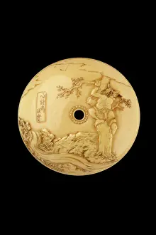 Shoki: Manju netsuke - Shoki the Demon Queller with two demons