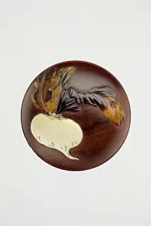 Turnip: Manju netsuke with a turnip and Daikoku's rat on the reverse