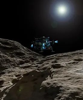 Constellation: A manned Asteroid Lander approaches the desolate surface of