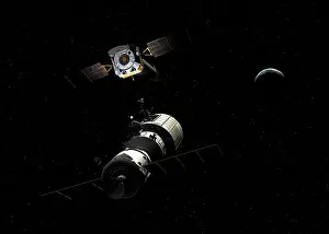Satellites: A manned orbital maintenance platform rendezvouses with ?