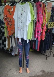 Tight: A mannequin with blue jeans on a clothes stall, Ludlow