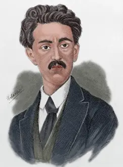 Acuna: Manuel Acuna Narro (1849-1873). Mexican writer. Engraving. C