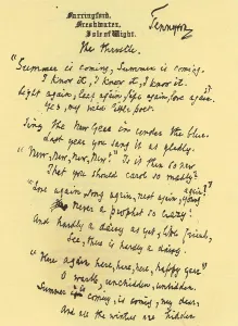 Rhythm: Manuscript of The Throstle the poem by Alfred