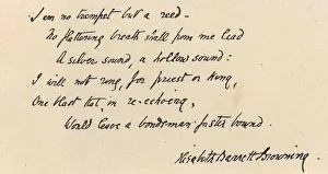 Verse: Manuscript of a verse by Elizabeth Barrett Browning