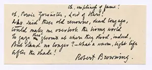Verse: Manuscript of a verse by Robert Browning (1812-1889)