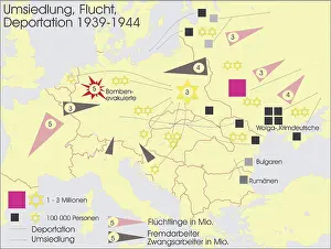 Rumania: Map from 1939-1944 of resettlement