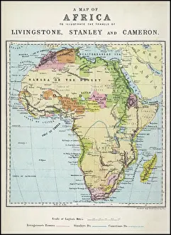 Coding: Map of Africa illustrating travels of explorers