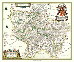 Shields: Map of Ayrshire, Scotland by Johan Blaeu