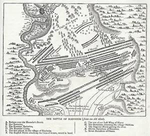 Succession: Map of the Battle of Blenheim, Germany, 1704