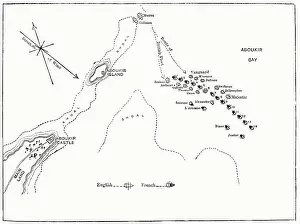 1790s: Map, Battle of the Nile, Egypt, 1-3 August 1798