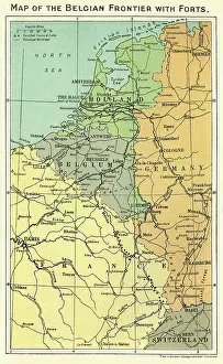 Philip Talmage: Map of the Belgian frontier with forts, World War One
