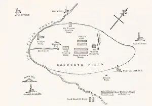 Opposing: Map, Bosworth Field, Battle of Bosworth, Leicestershire