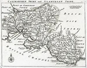 Carmarthen: MAP/BRITAIN/WALES 18C