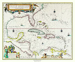 1635: Map of the Caribbean by Johan Blaeu
