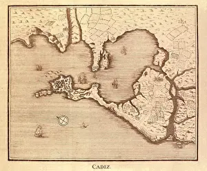 Gaditan: Map of Cidiz. Engraving