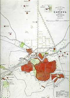 Cabul: Map of City of Cabul, Afganistan