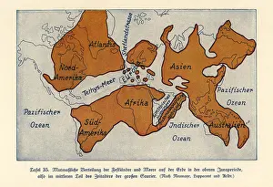 Brontosaurus: Map of the continents and seas in the Upper Jurassic era