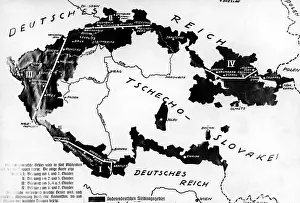 Borderland: Map of the Czech-German border area, 1938