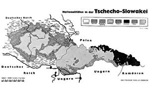 Adjacent: Map of Czechoslovakia and its adjacent states, 1938