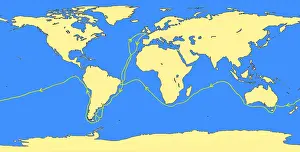 Continents: Map of Darwin's Route on HMS Beagle, 1831-36