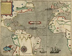 Lcgr2001: Map of Drakes Atlantic Expedition in 1585