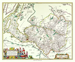 Shields: Map of Dunbartonshire, Scotland by Johan Blaeu