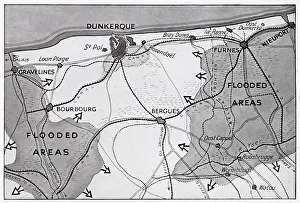 Nov19: Map of Dunkirk area during the evacuation, WW2