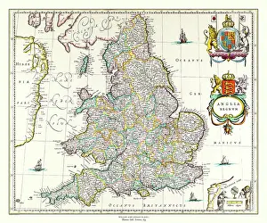 1635: Map of England and Wales by Johan Blaeu