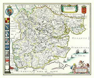 Shields: Map of Essex by Johan Blaeu