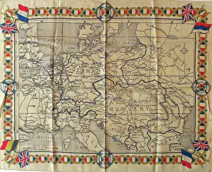 David Cohen Fine Art: Map of the European Theatre of War plus flags of the Allies