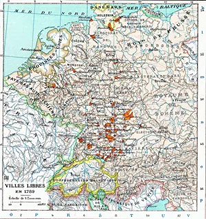 Villes: Map of the Free Cities of Germany in 1789