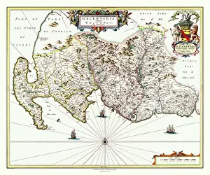 Shields: Map of Galloway, Scotland by Johan Blaeu