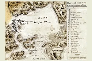 Scuttling: Map of the German Fleet's internment at Scapa Flow - 1918'19