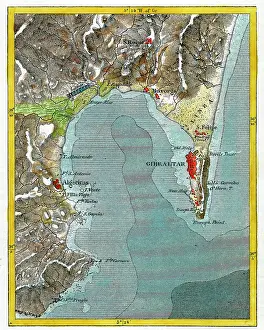 Algeciras: Map of Gibraltar and the Bay of Algeciras, Spain