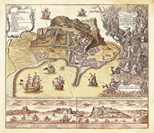 Transportations: Map of Gibraltar (XVIIIIth c.). Etching