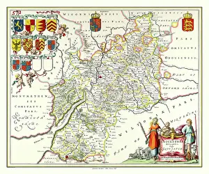 Gloucester: Map of Gloucestershire by Johan Blaeu