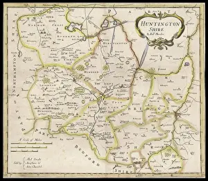 Huntingdonshire: Map of Huntingdonshire - c.1722