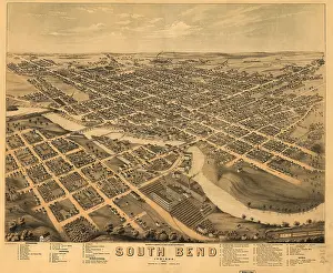Lith: Map - information - landscape - South Bend - Indiana