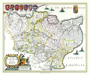 Shields: Map of Kent by Johan Blaeu