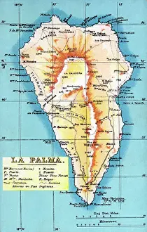 Caldera: Map of La Palma, Canary Islands, Spain