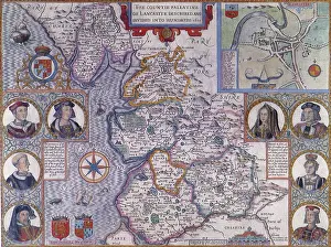 Treks: Map of Lancashire, England 1611
