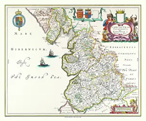 Shields: Map of Lancashire by Johan Bleau