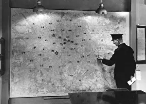 Pinpoint: Map of London with fire stations marked, Lambeth HQ