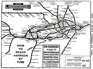 Golders: Map of London Underground railway, for Harrods