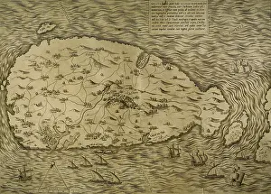 1558: Map of Malta. Island. Mediterranean Sea. Italian engraving