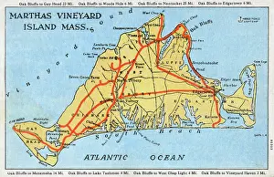Marthas: Map of Martha's Vineyard, Massachusetts, USA