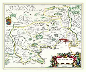 Middlesex: Map of Middlesex by Johan Blaeu